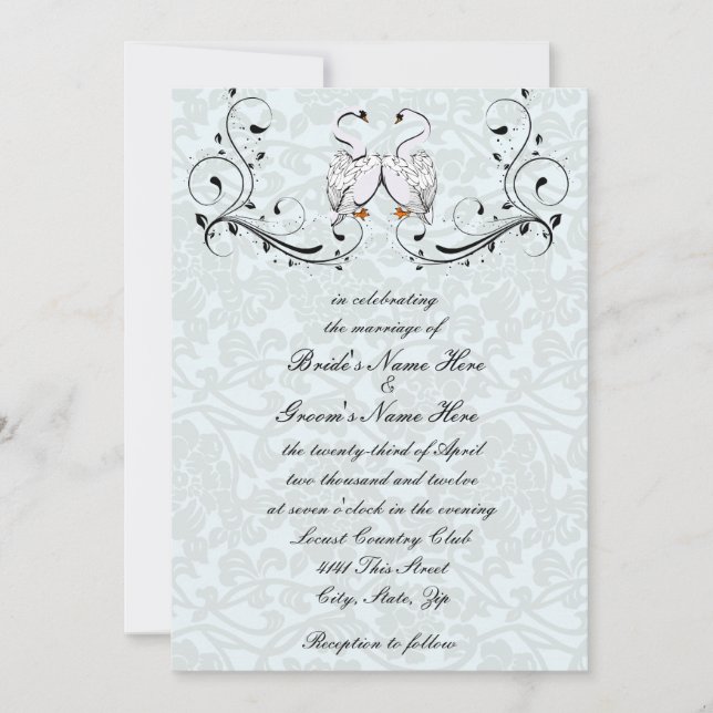 White Swans Wedding Invitation (Front)