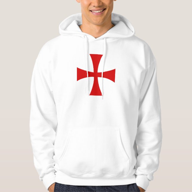 White Sweat Pattée Cross Hoodie (Front)
