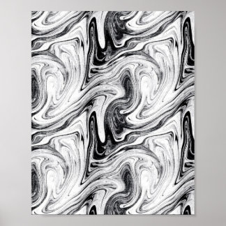 White Swirl — Black & White Abstract Swirl Art Poster