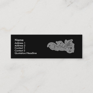 White Swirl on Black - Customised Mini Business Card
