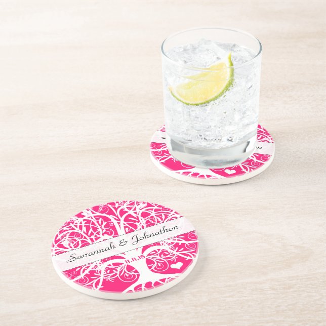 White Swirl Tree on Your Choice of Colours Coaster (Side)