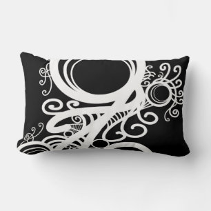 White Swirls Art Nouveau Lumbar Cushion