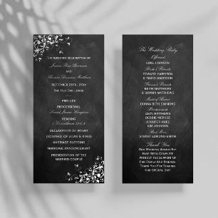 White Swirls On Chalkboard Wedding Program Rack Card