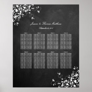 White Swirls On Chalkboard Wedding Seating Chart