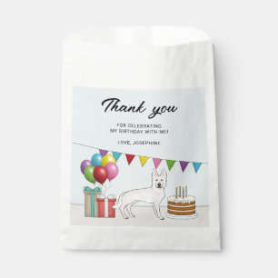 White Swiss German Shepherd Dog Birthday Thank You Favour Bags