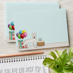 White Swiss German Shepherd Dog Colourful Birthday Envelope