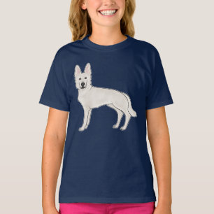 White Swiss Shepherd German Shepherd Cartoon Dog T-Shirt