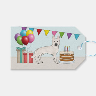White Swiss Shepherd GSD Colourful Happy Birthday Gift Tags