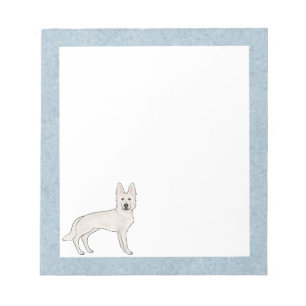 White Swiss Shepherd White GSD Cartoon Dog Blue Notepad