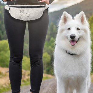 White Swiss Shepherd White GSD Cute Cartoon Dog Bum Bags