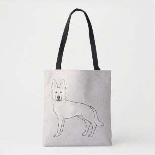 White Swiss Shepherd White GSD Cute Cartoon Dog Tote Bag