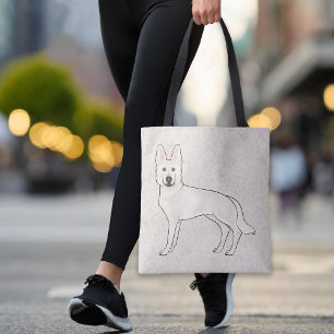 White Swiss Shepherd White GSD Cute Cartoon Dog Tote Bag