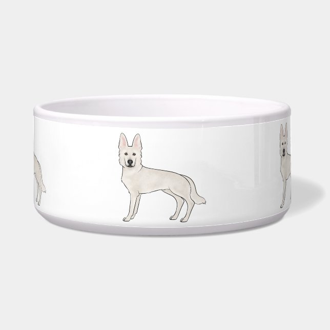 White Swiss Shepherd White GSD Cute Cartoon Dogs (Front)