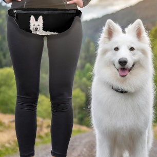 White Swiss Shepherd White GSD Dog Head Black Bum Bags