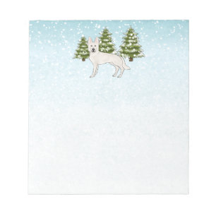 White Swiss Shepherd White GSD Dog Winter Forest Notepad