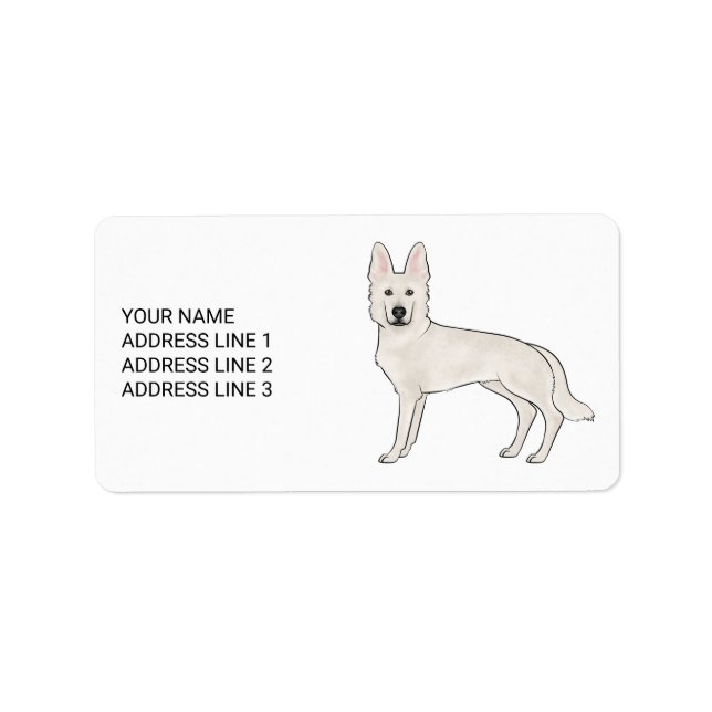 White Swiss Shepherd White GSD With Custom Text Label (Front)