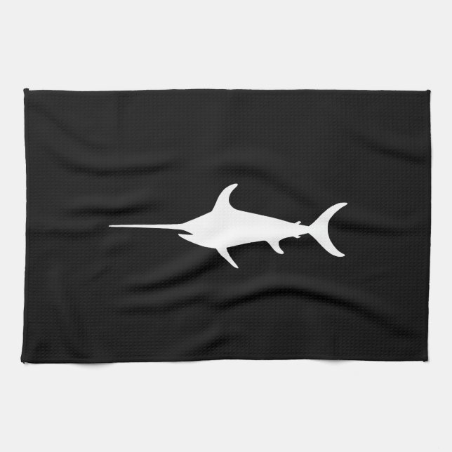 White Swordfish Tea Towel (Horizontal)