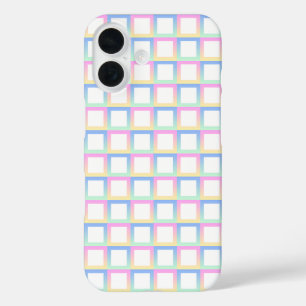 White Symmetric Chequered Gradient Pattern Frames iPhone 16 Case
