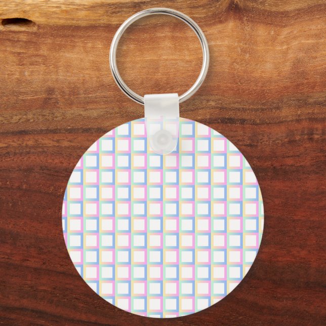 White Symmetric Chequered Gradient Pattern Frames Key Ring (Front)