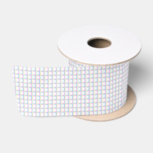 White Symmetric Chequered Gradient Pattern Frames Satin Ribbon