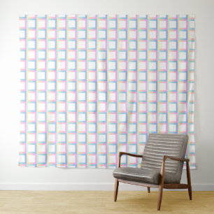 White Symmetric Chequered Gradient Pattern Frames Tapestry