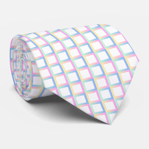 White Symmetric Chequered Gradient Pattern Frames Tie