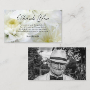 White Sympathy Funeral Floral & Photo Thank You  Card