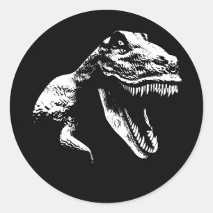 White T Rex Classic Round Sticker