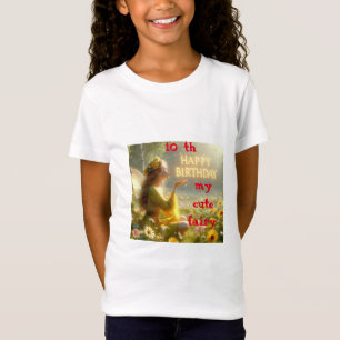 White T-shirt Fantasy Illustration Unicorn Fairy E