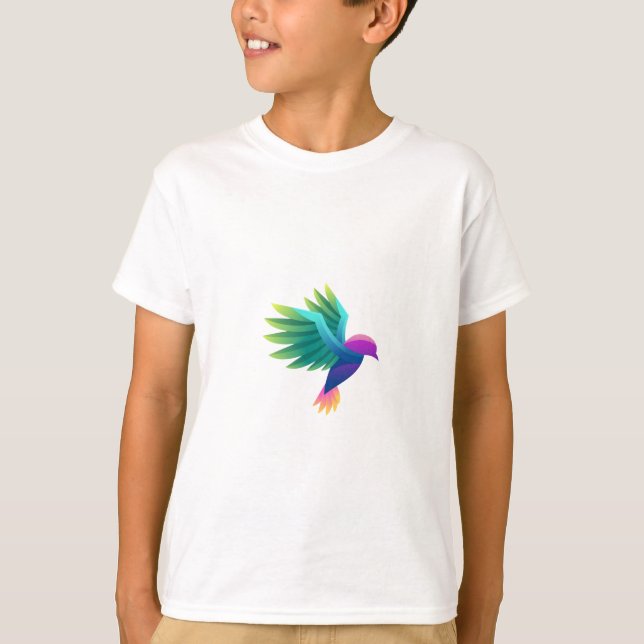 White t-shirt featuring a colourful graphic (Front)