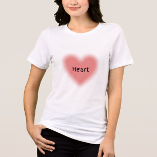 White T-Shirt Half Sleeves With Heart Design. Tri-Blend Shirt
