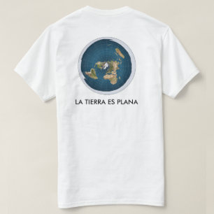 white T-shirt map flat earth