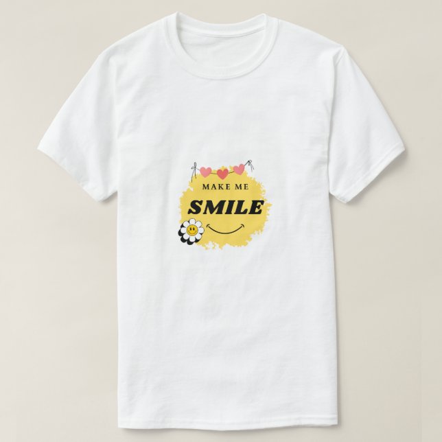 white t shirt with make me smile design (Design Front)