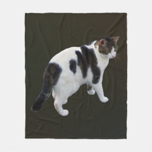 White Tabby With Dark Patches Fleece Blanket