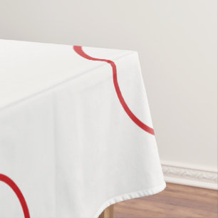White Table Cloth with Red Circles