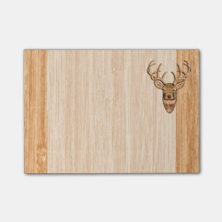 White Tail Buck Deer Head Wood Grain Style Post-it Notes