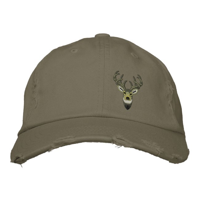 White Tail Deer Buck Embroidery Embroidered Hat (Front)