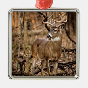 White Tail Deer Buck Metal Tree Decoration