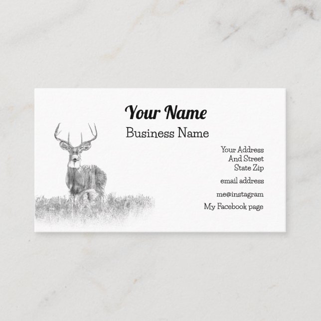 White Tail Deer Business Card, Customisable Business Card (Front)