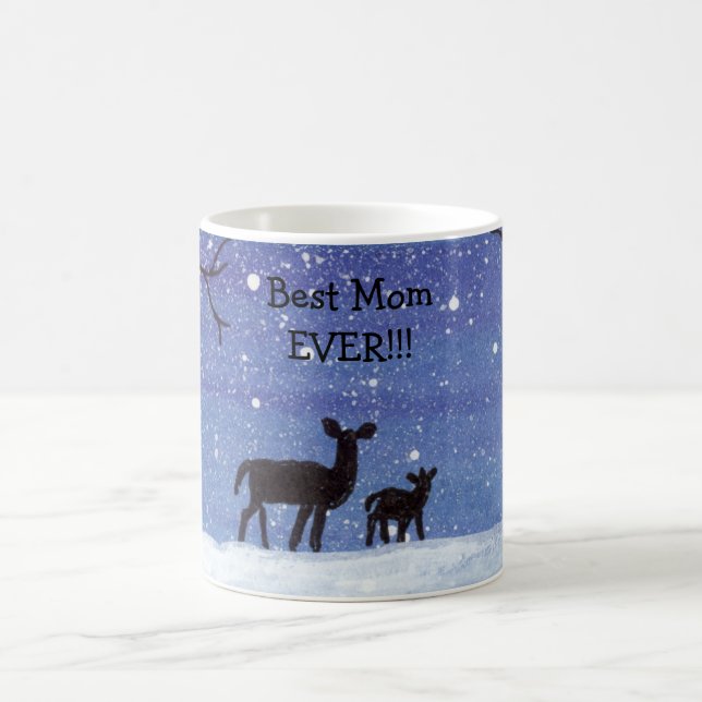 White Tail Deer Doe and Fawn Coffee Mug (Center)