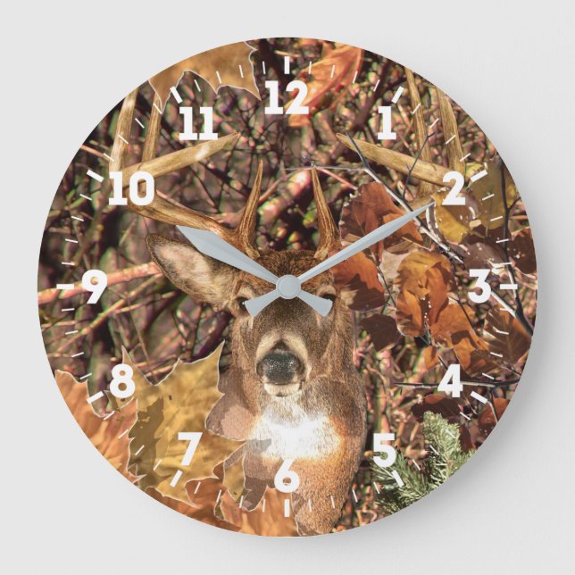White Tail Deer Head Energy Spirited on a Large Clock (Front)