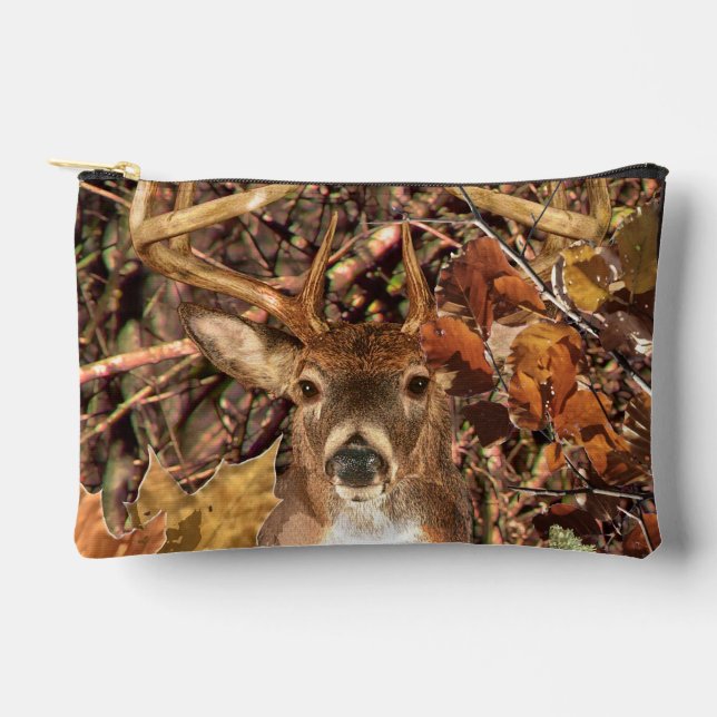 White Tail Deer Head Fall Energy Spirited on a Accessory Pouch (Front)
