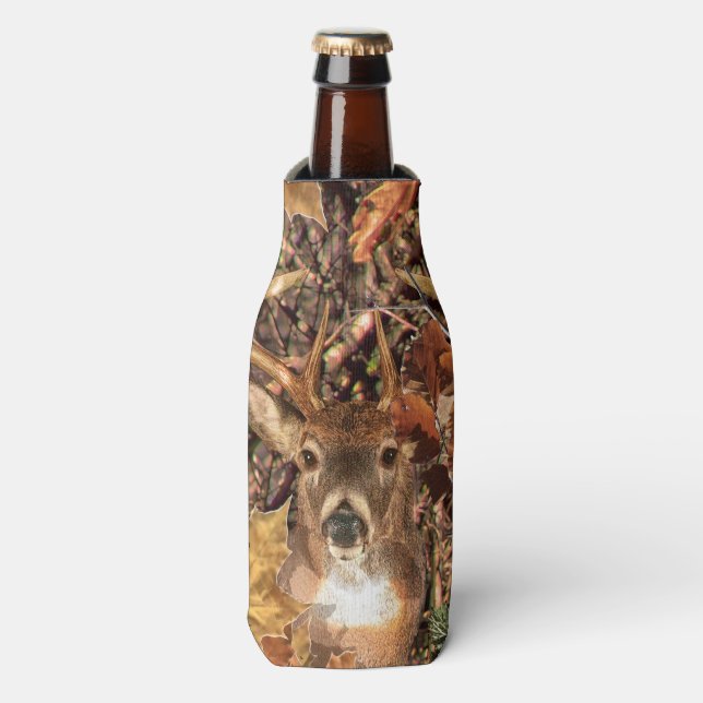 White Tail Deer Head Fall Energy Spirited on a Bottle Cooler (Bottle Front)