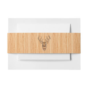 White Tail Deer Head Wood Grain Decor Invitation Belly Band