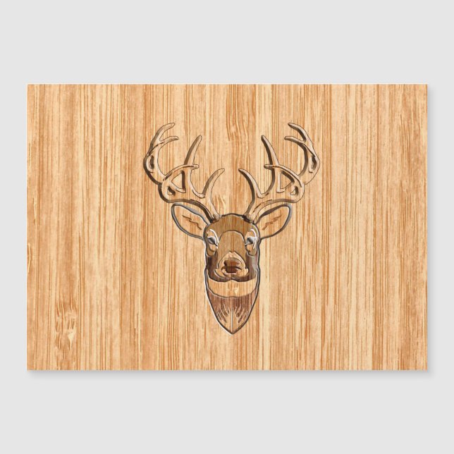 White Tail Deer Head Wood Grain Style Display (Front)