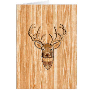 White Tail Deer Head Wood Inlay Grain Style Decor