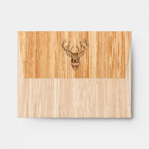 White Tail Deer Head Wood Inlay Style Envelope