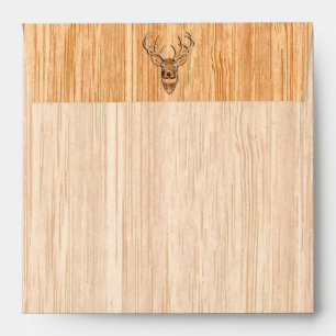 White Tail Deer Head Wood Inlay Style Envelope