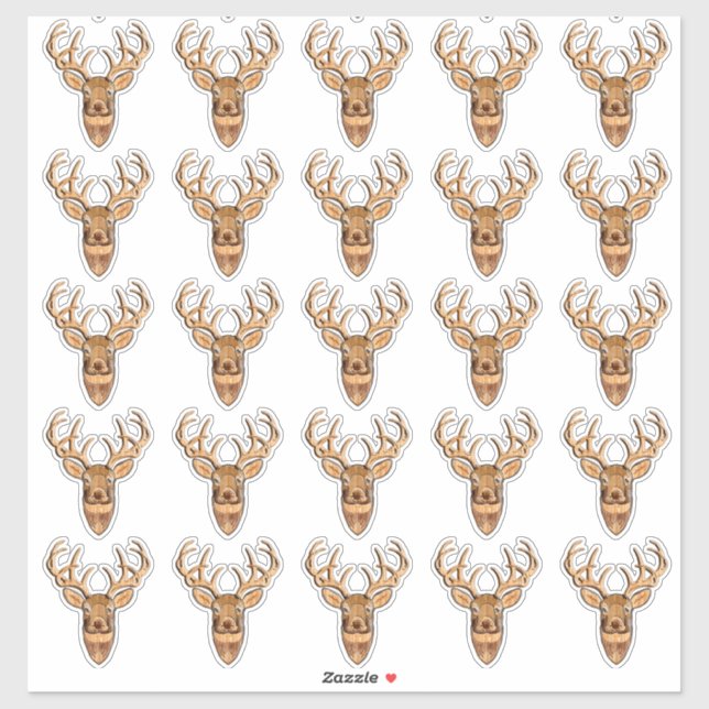 White Tail Deer Head Wood Style (Sheet)