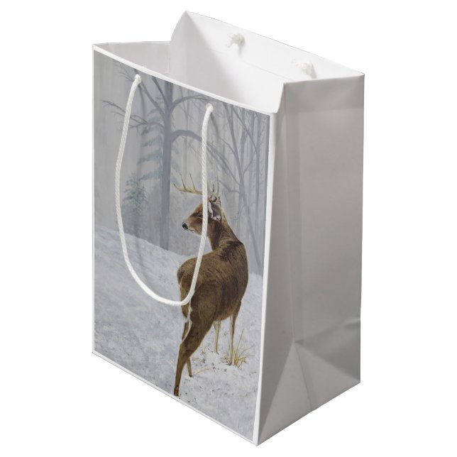 White-tail deer medium gift bag (Front Angled)